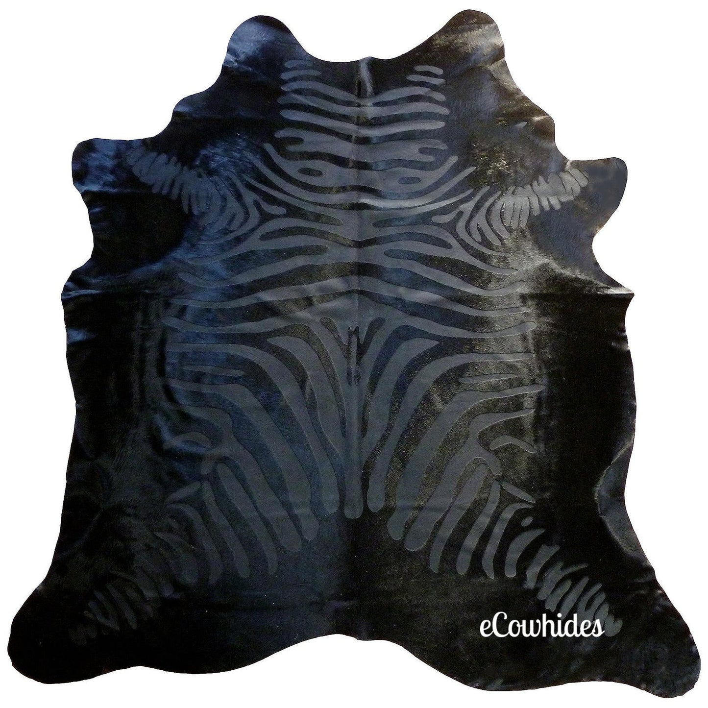 Zebra Black on Black Devore Cowhide