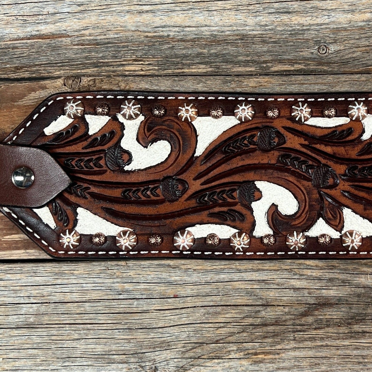Medium Oil Bronc Noseband With Copper Dots