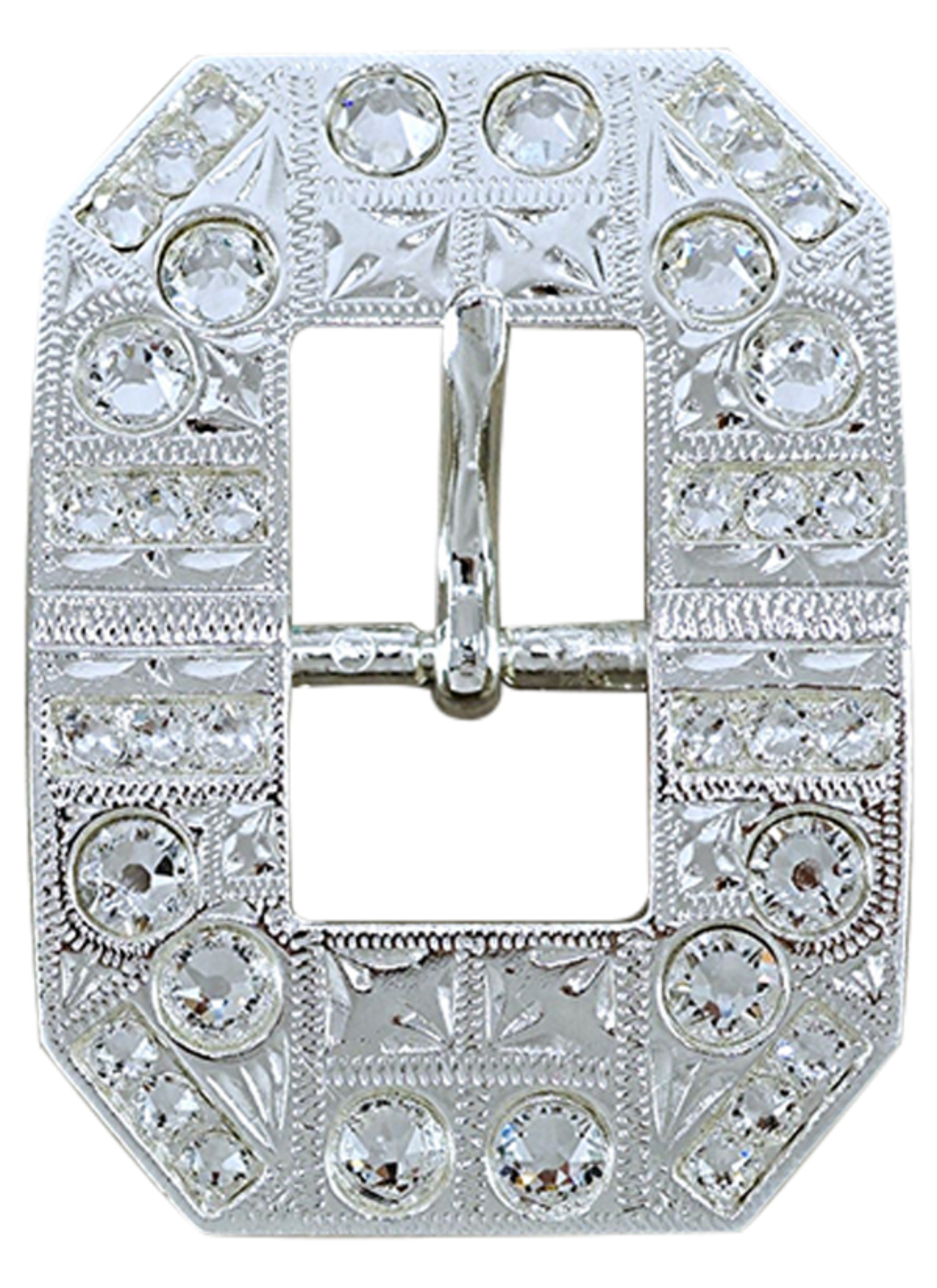 Bright Silver Clear Crystal Conchos - Sizes from 1"- 3" and Buckles