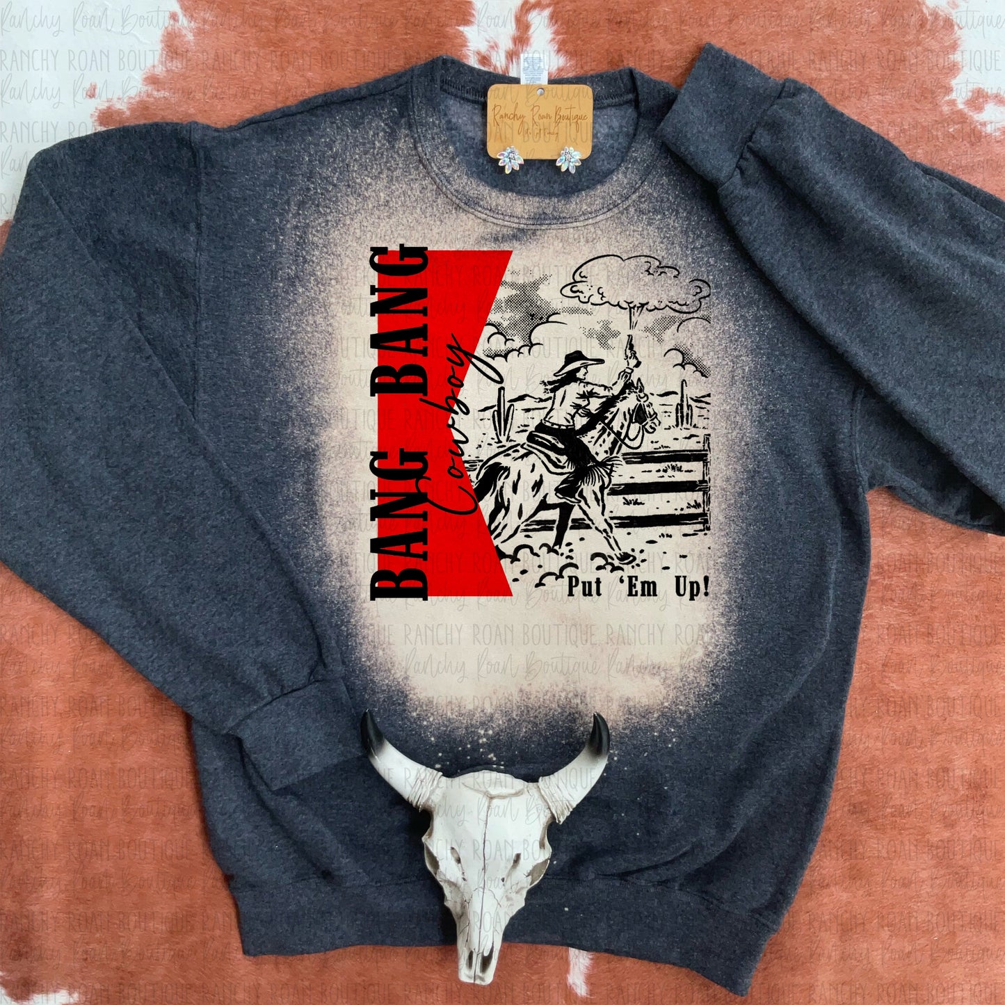 Bang Bang Cowboy” Unisex Crew Sweatshirt – Western Graphic