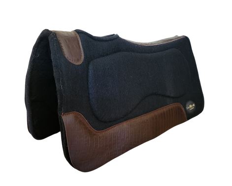 1" thick - 28"Lx30"W - Wool Blend Gel - Black with brown faux croc