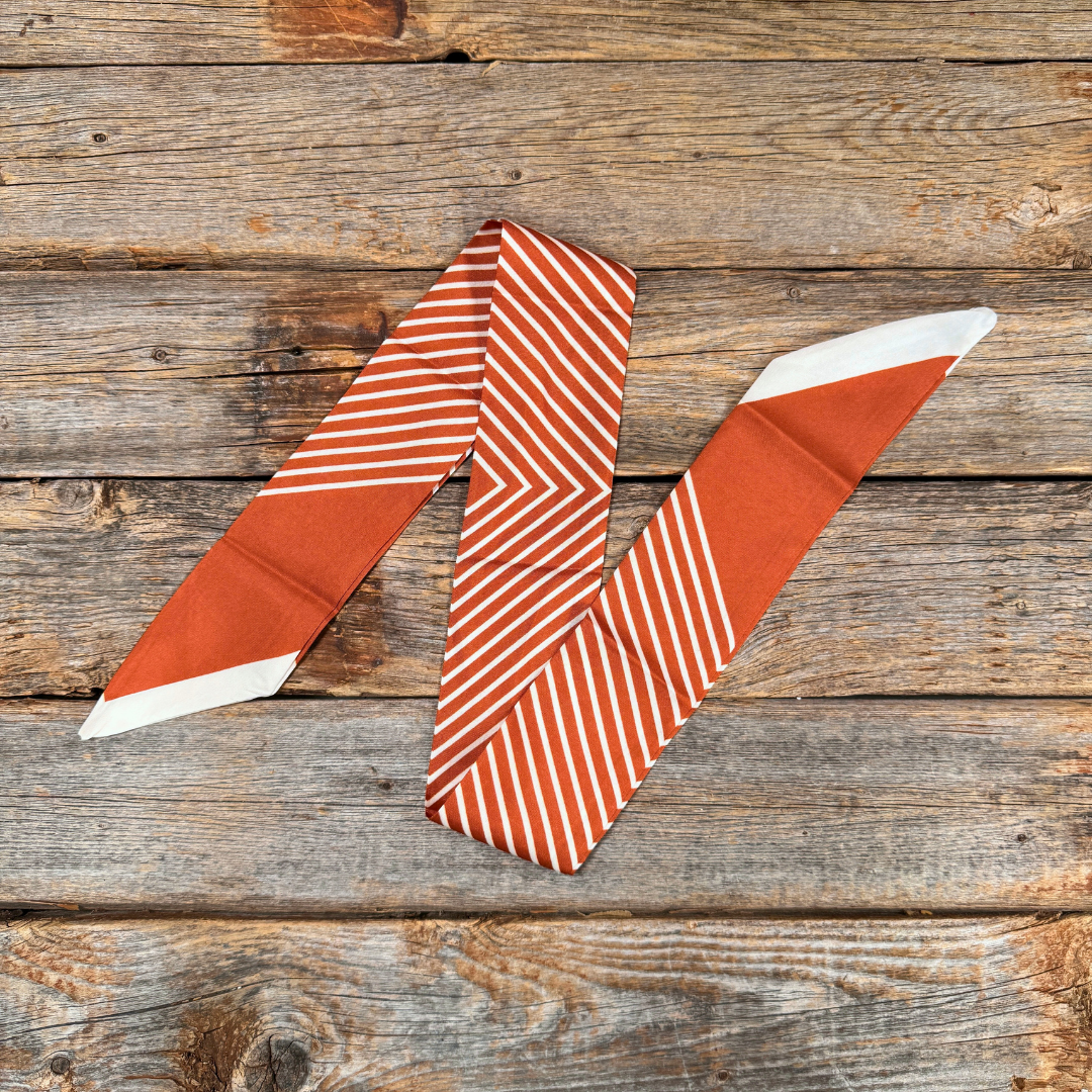 Burnt Orange and Cream Western Skinny Mini Wild Rag Scarf / Cowgirl Necktie #TW110