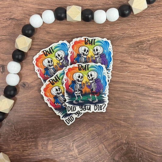 But Did You Die? | Colorful Skeleton | UV Printed Leather Hat Patch