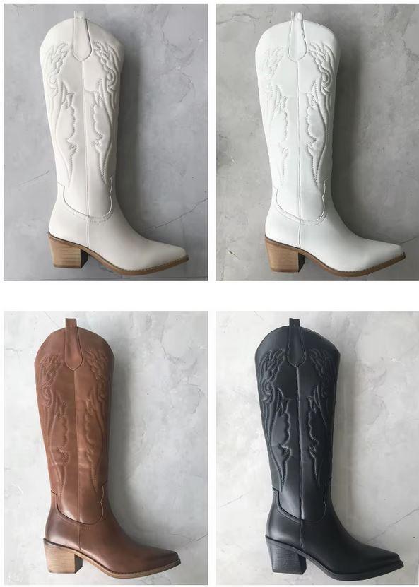 Western Chic Cowboy Boots | Stylish Chunky Heel Knee High Boots for Cowgirls