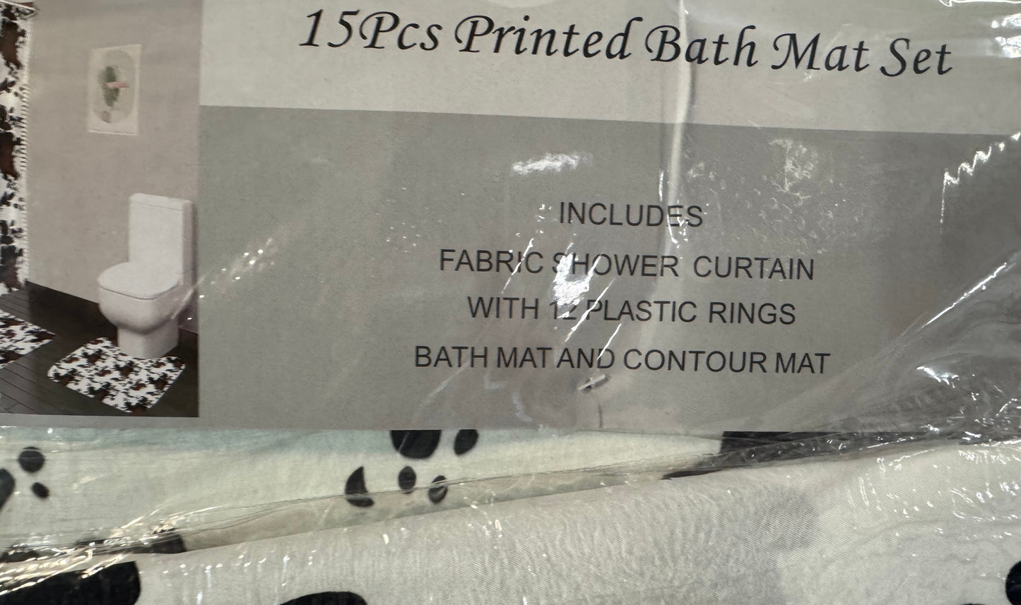 15 Piece Cow Print Bathroom Set