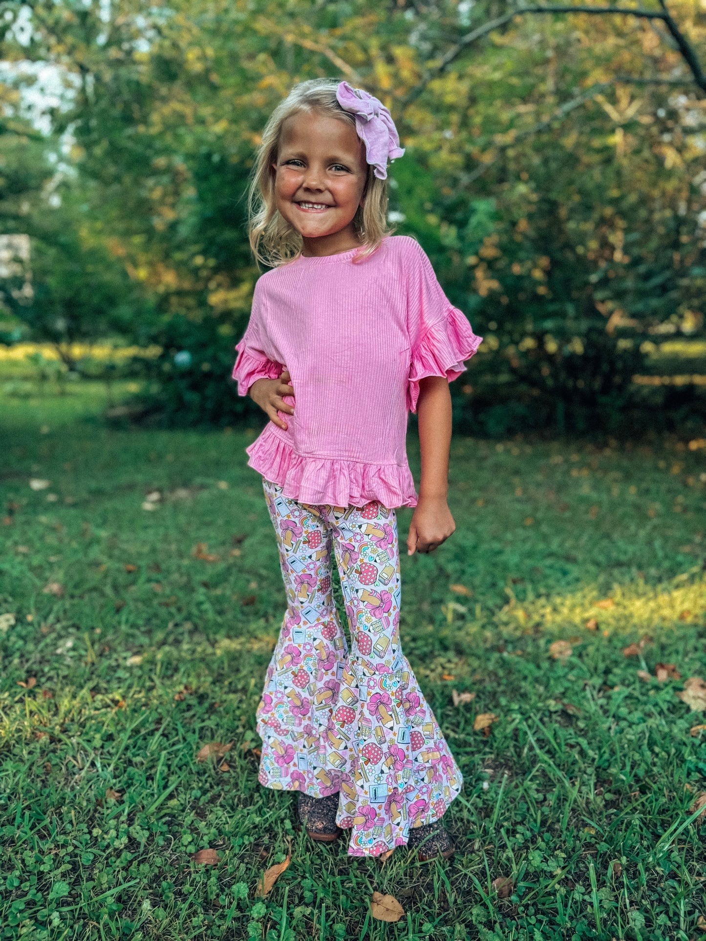 Bubblegum pink ruffle top