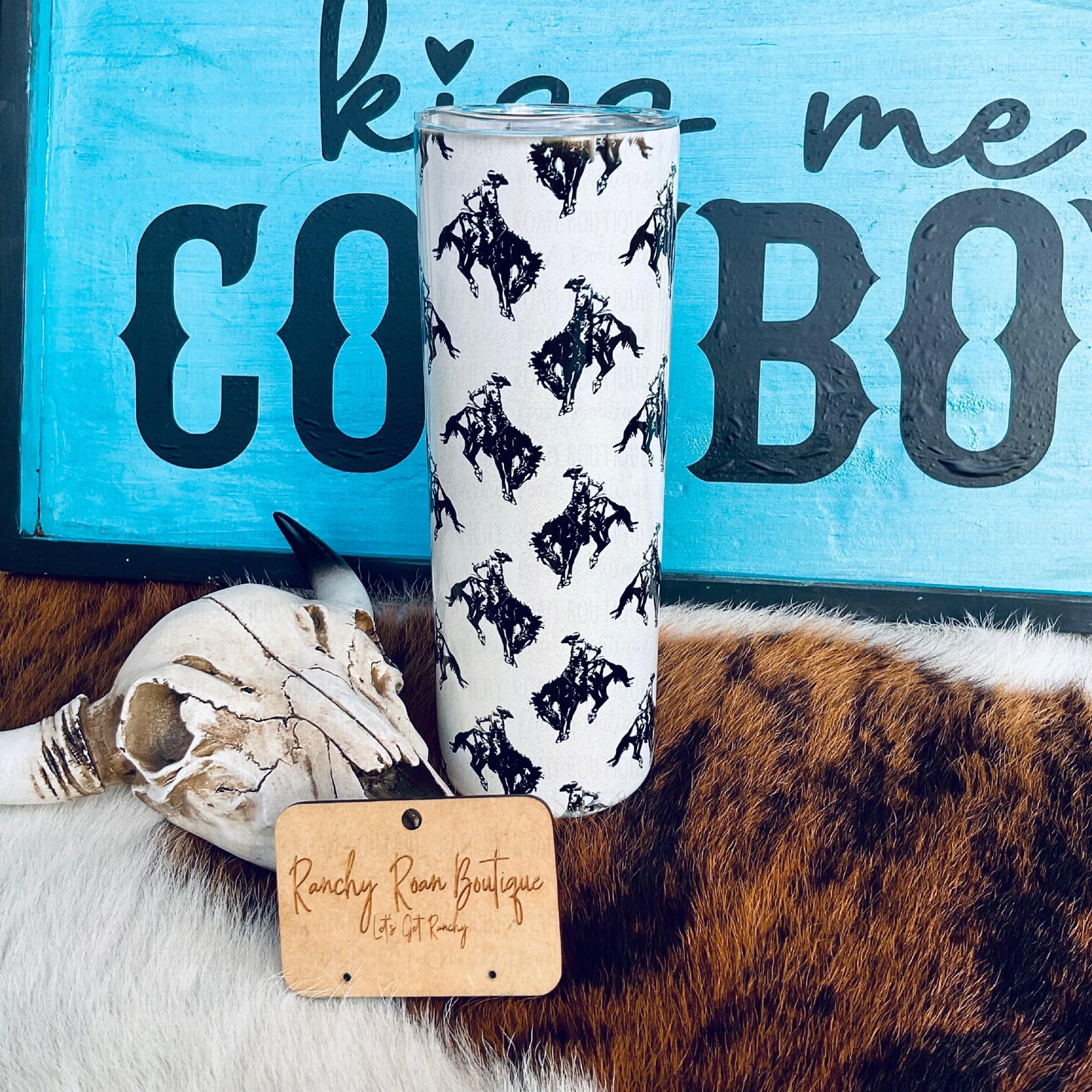 Rodeo Bucking Bronc 20oz Shimmer Skinny Tumbler