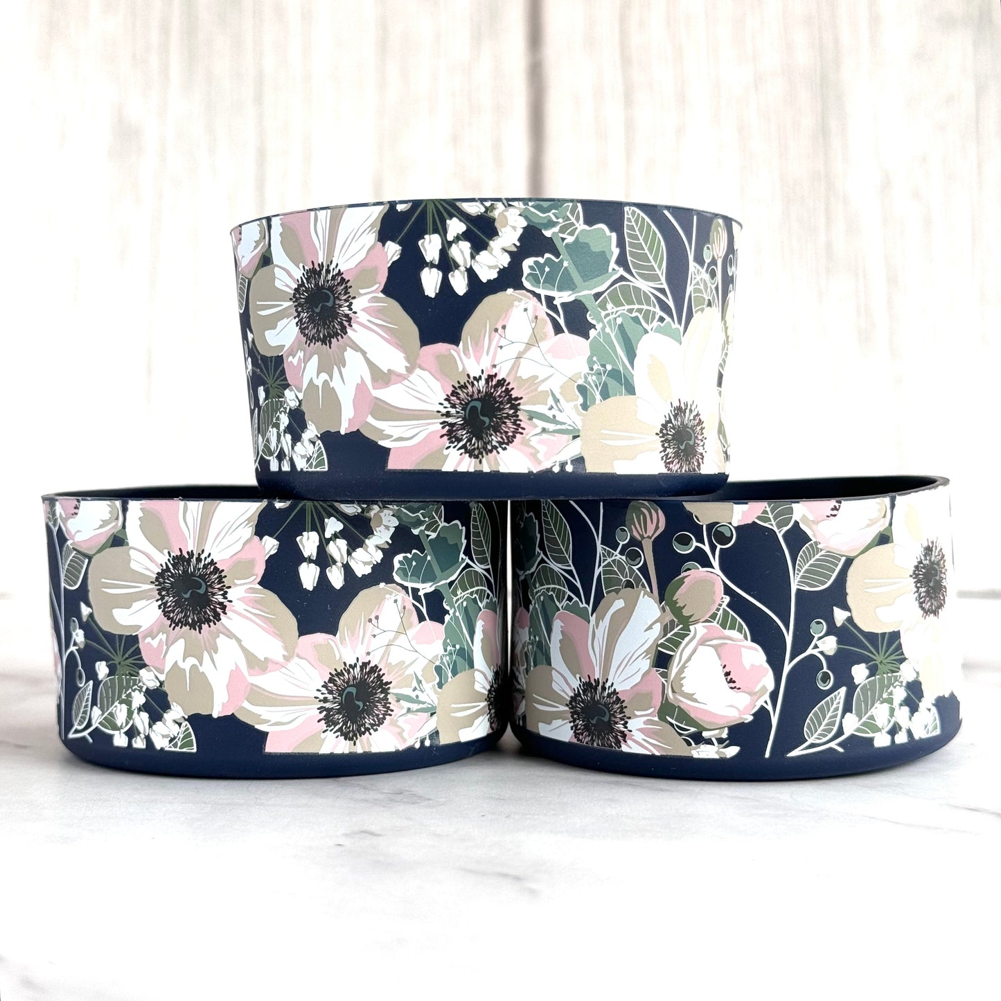 NAVY PINK POPPIES Tumbler Boot -Fall fits 20-40oz