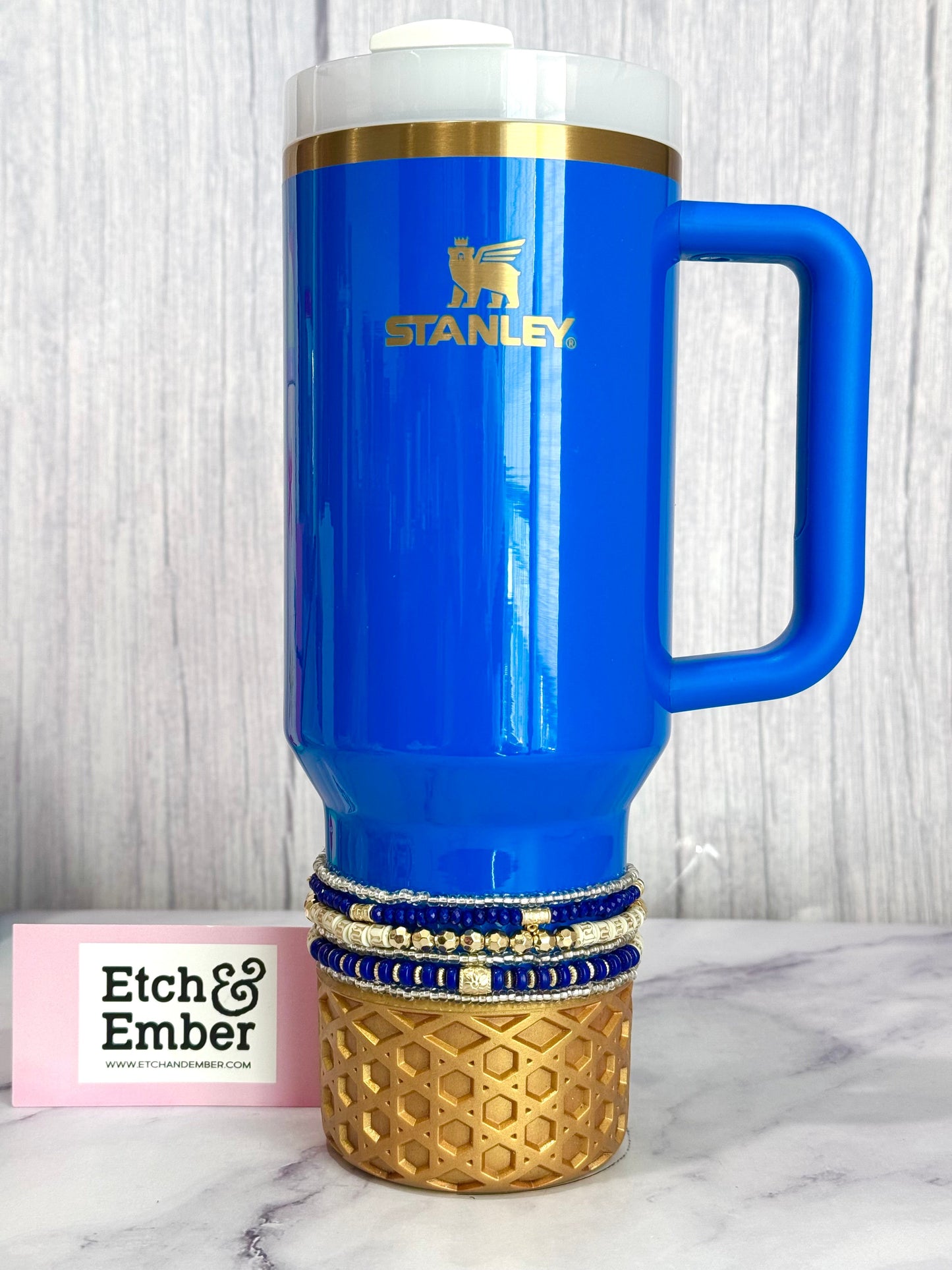 Blue & Gold Tumbler Bracelet Stack -fits 30-40oz