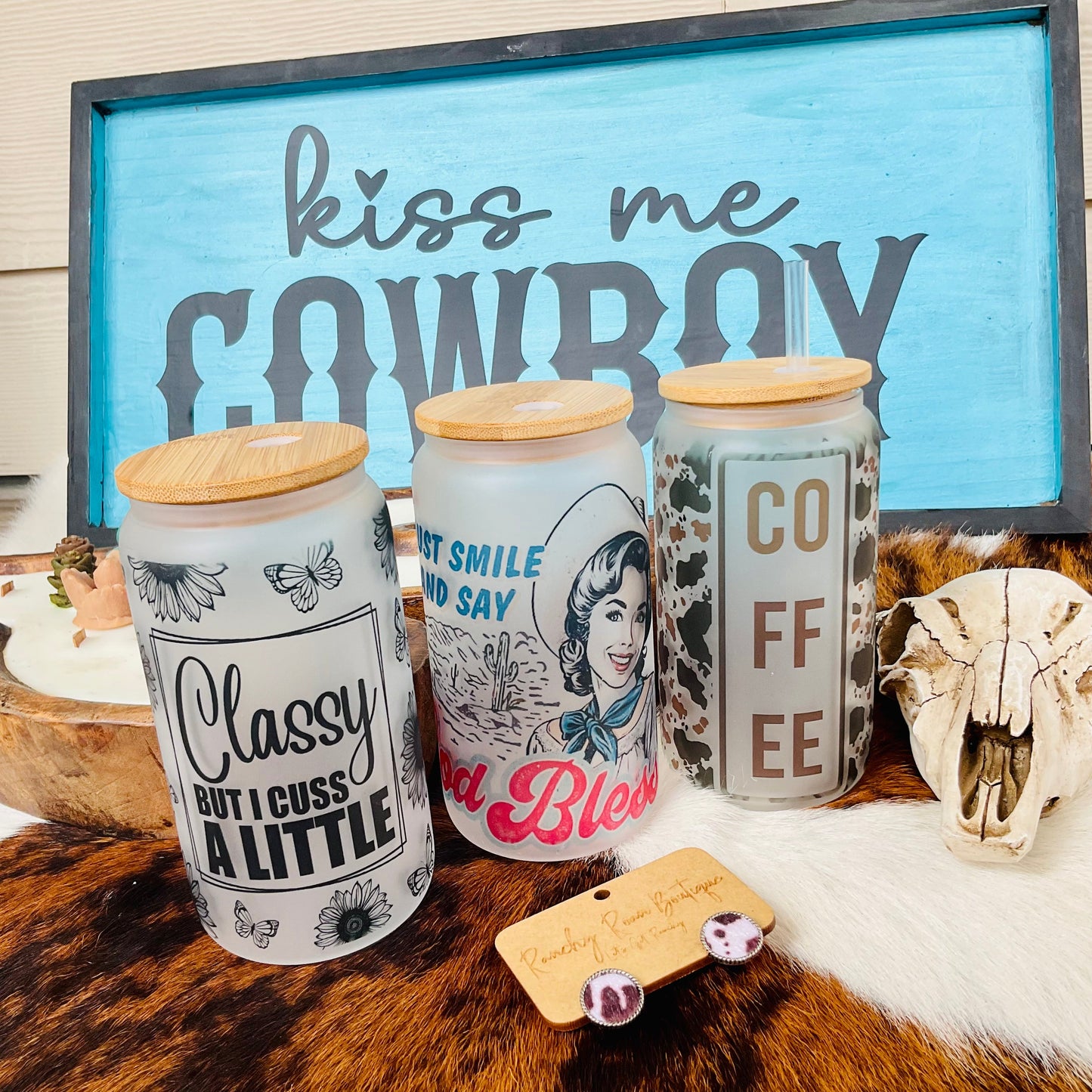 Classy But I Cuss A Little Frosted Glass 16 oz Tumbler
