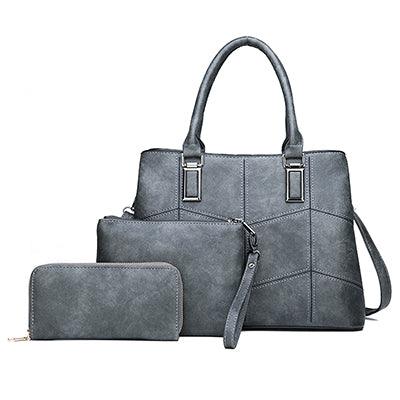 Luxury 3 Piece Leather Tote Set | Genuine Leather Cowgirl Shoulder Bag & Clutch