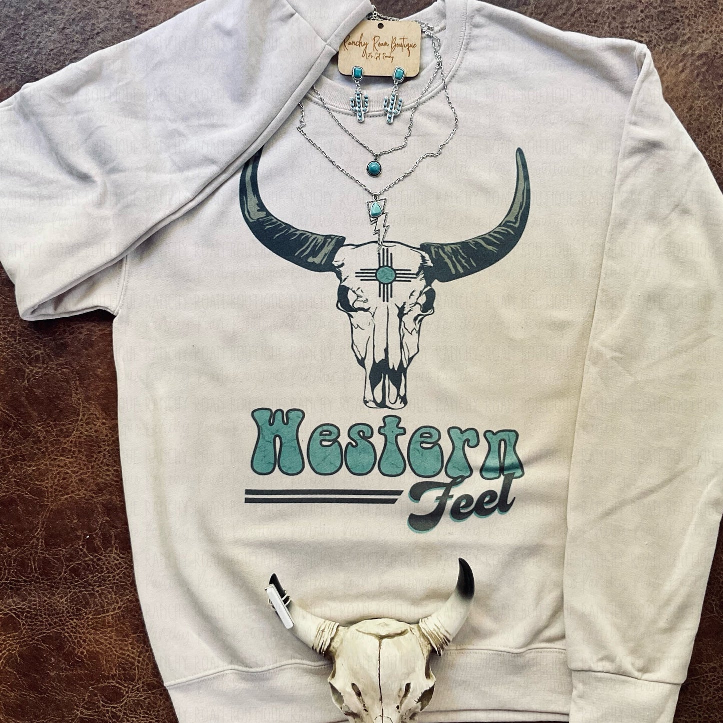 Western Feel Skull Sweatshirt