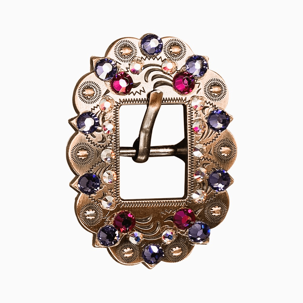 Fuchsia, AB & Lilac Copper European Crystal Cart Buckle