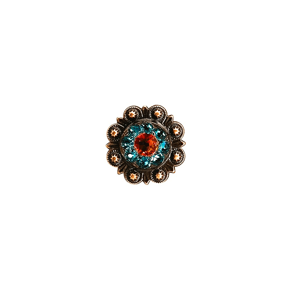 Fire Opal & Teal Copper 1" European Crystal Concho