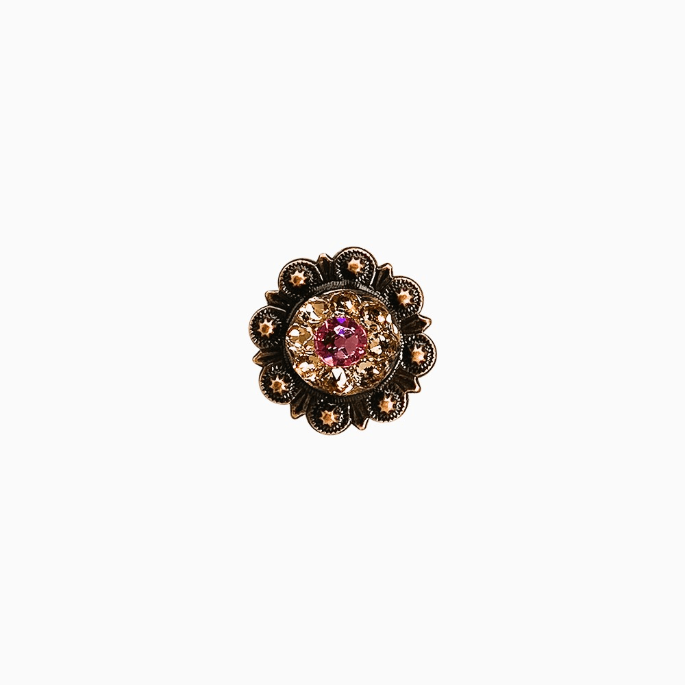 Pink & Champagne Copper 1" European Crystal Concho