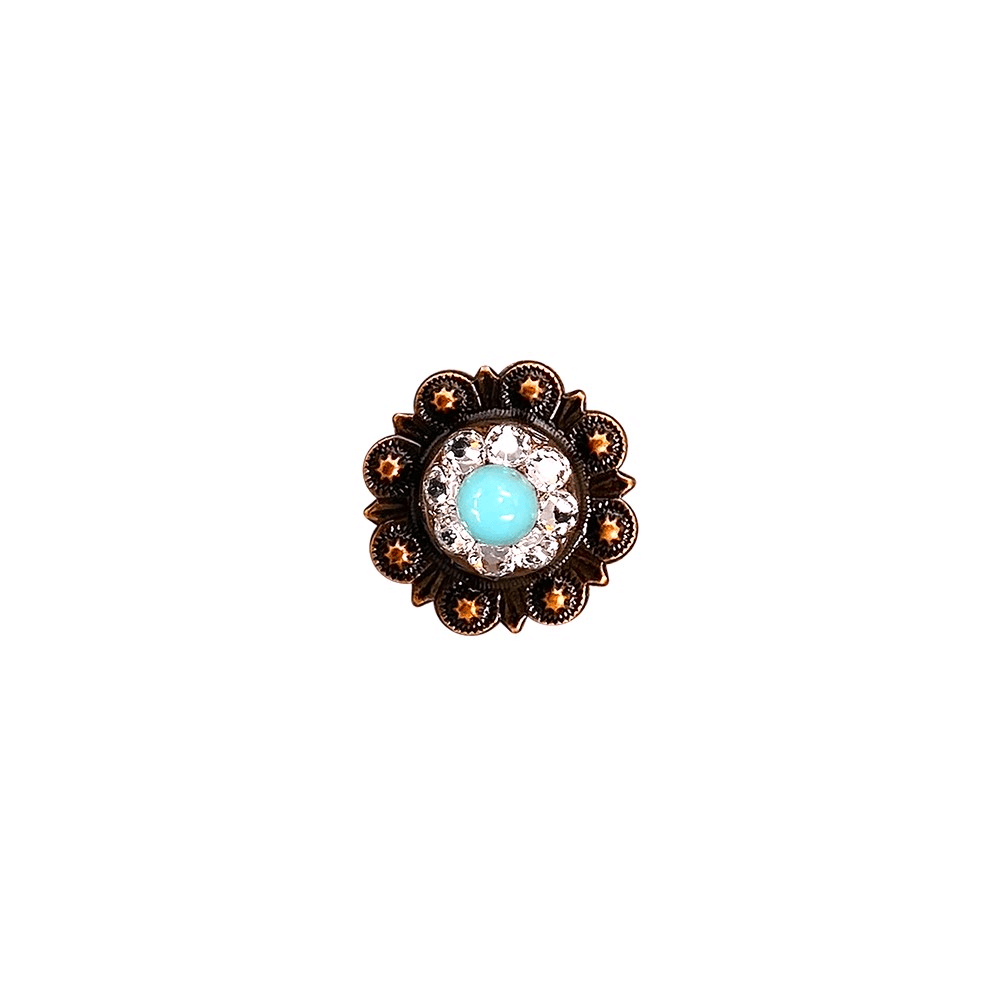 Fashion Turquoise & Clear Copper 1" European Crystal Concho