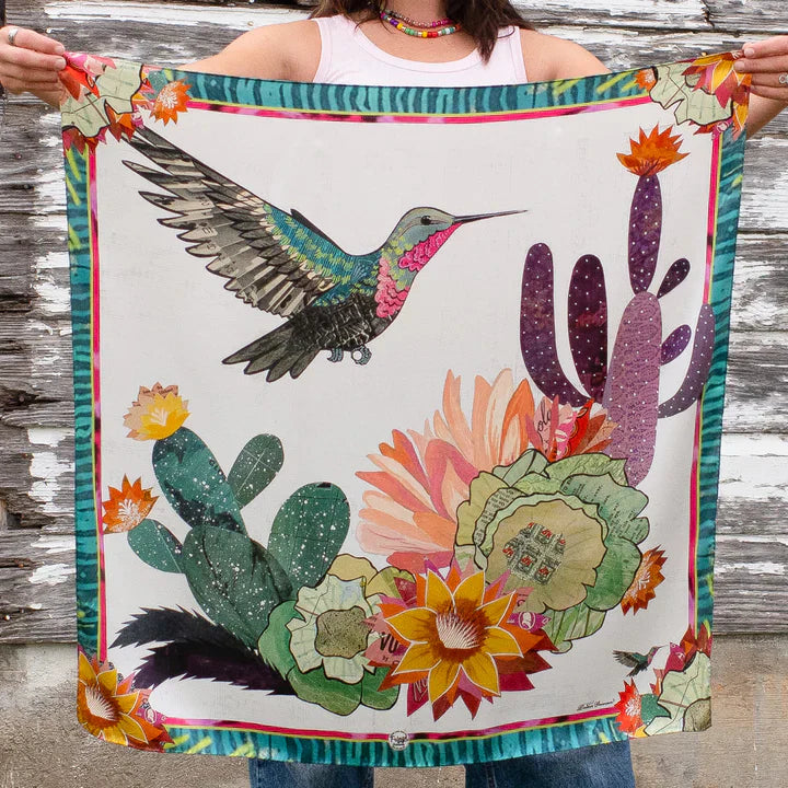 Cactus Blooms Shorty Scarf - White