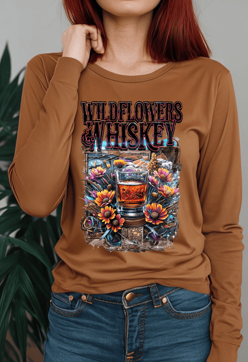 Wildflowers and Whiskey Lightweight Long Sleeve Tee