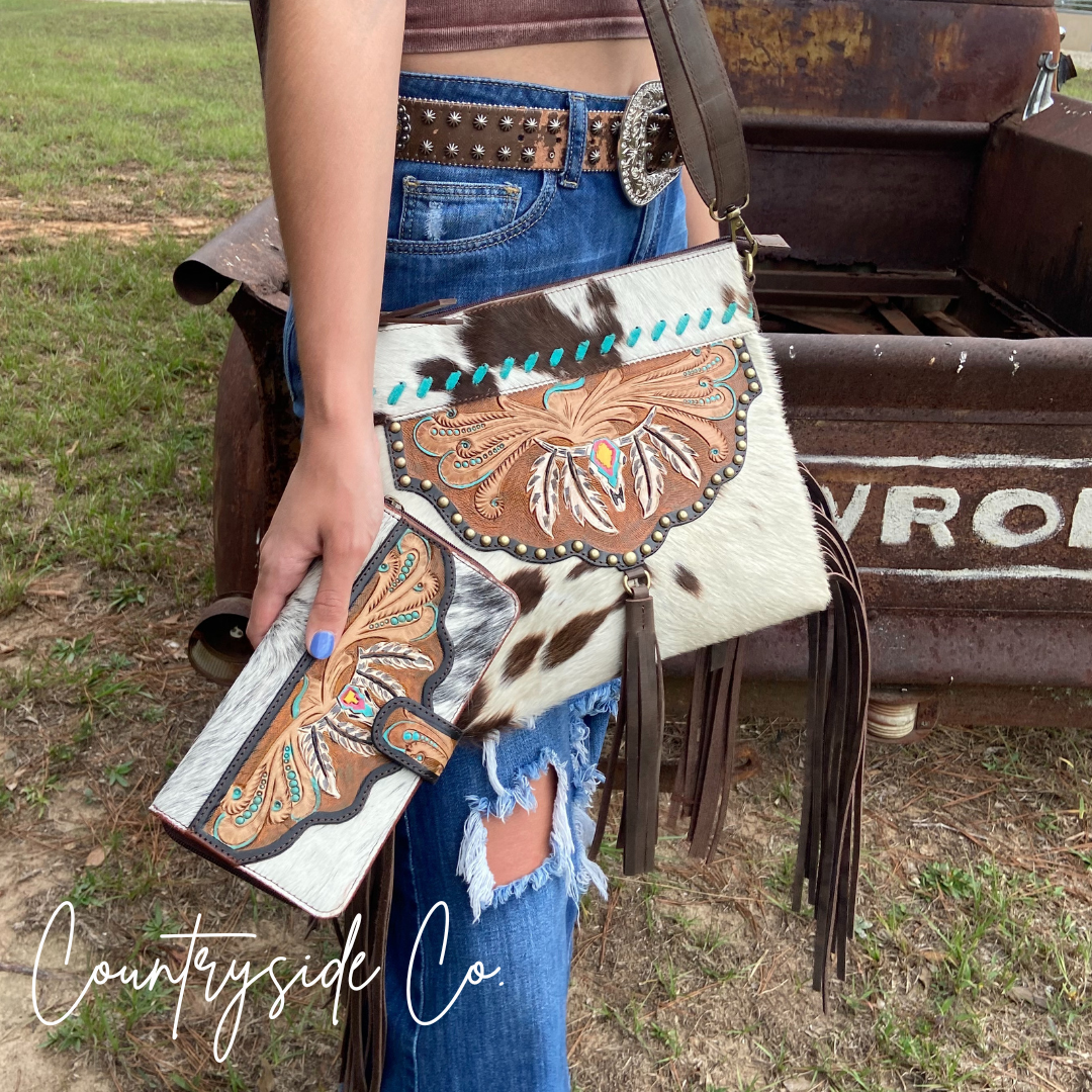 Sierra Cowhide Fringe Concealed Carry Purse