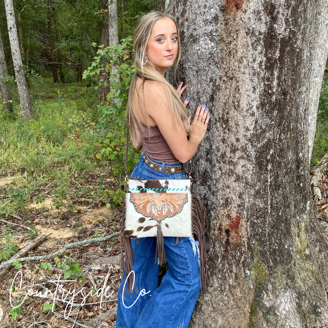 Sierra Cowhide Fringe Concealed Carry Purse