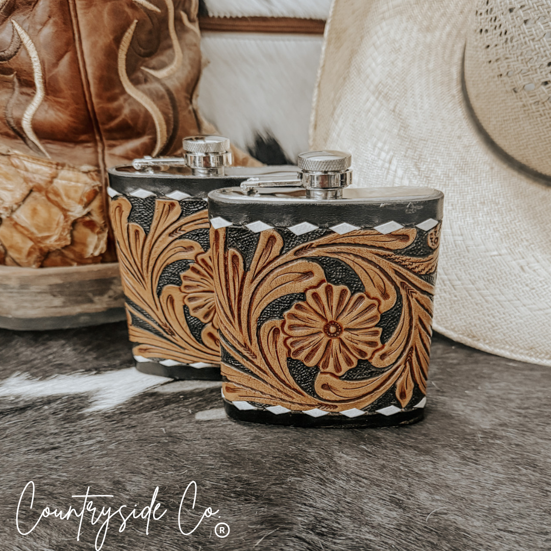 Legend Tooled Leather Flask by Countryside Co.