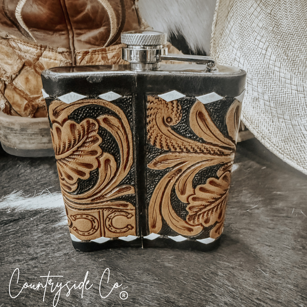 Legend Tooled Leather Flask by Countryside Co.
