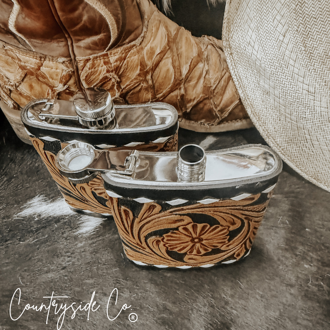 Legend Tooled Leather Flask by Countryside Co.