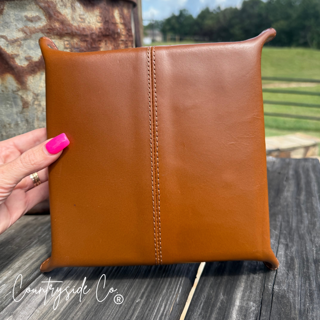 Duke Highland Cow Leather Tray