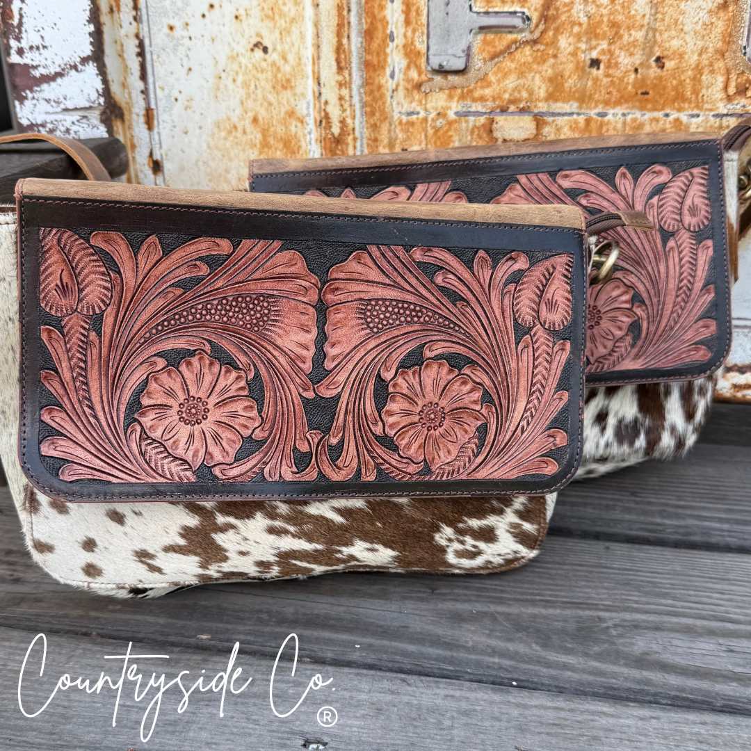 Del Rio Cowhide Tooled Leather Purse by Countryside Co.