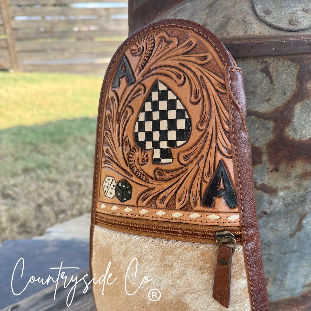 Mesquite Cowhide and Tooled Leather Carry Case