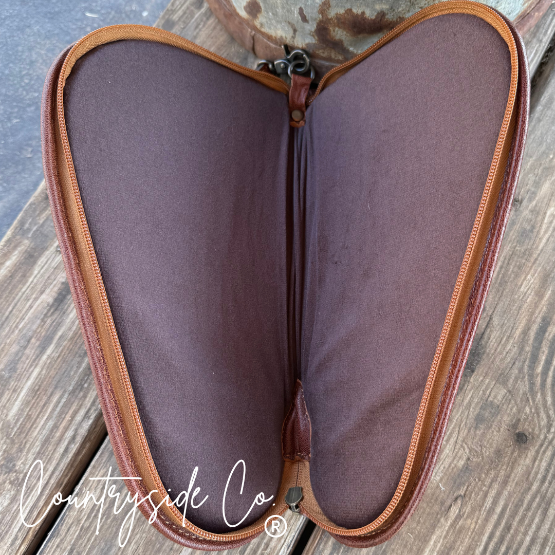 Mesquite Cowhide and Tooled Leather Carry Case