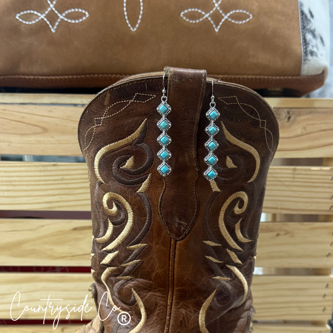 Princess Drop Earrings in Turquoise and White