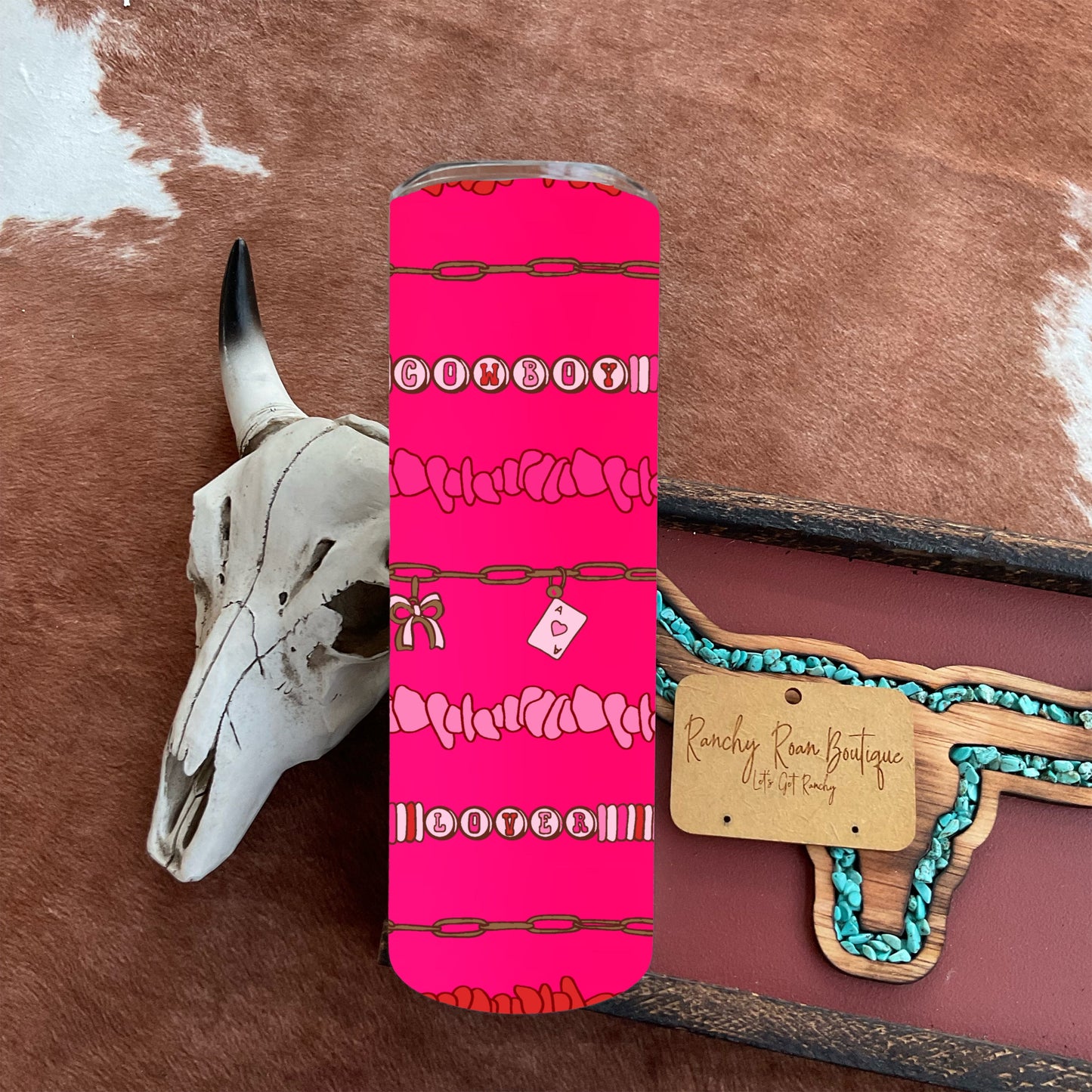 Cowboy Lover Western 20oz Tumbler – Bright Pink Western Design