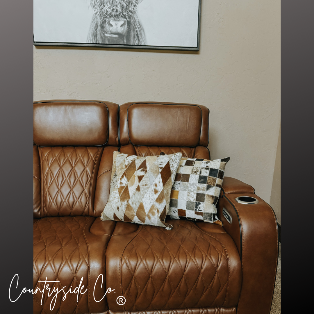 Checkered Cowhide Throw Pillow Cover