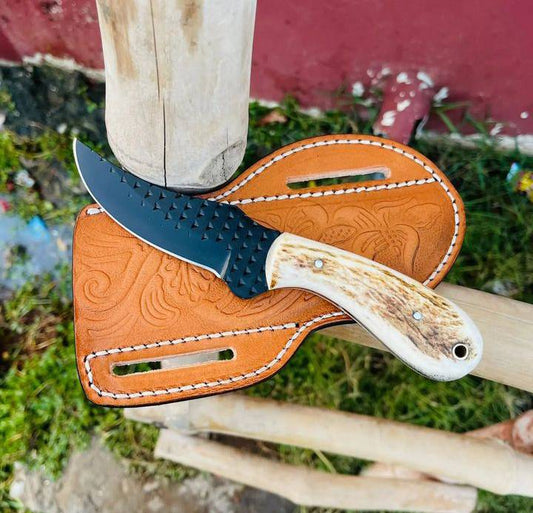 Cowboy Bull Cutter Knives | Handmade J2 Steel Blade with Stag Horn Handle