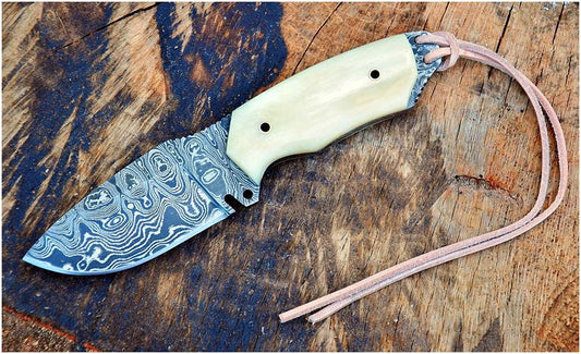 Custom Handmade Damascus Steel Skinning Knife – 4" Blade | Outdoor Gift for Hunters