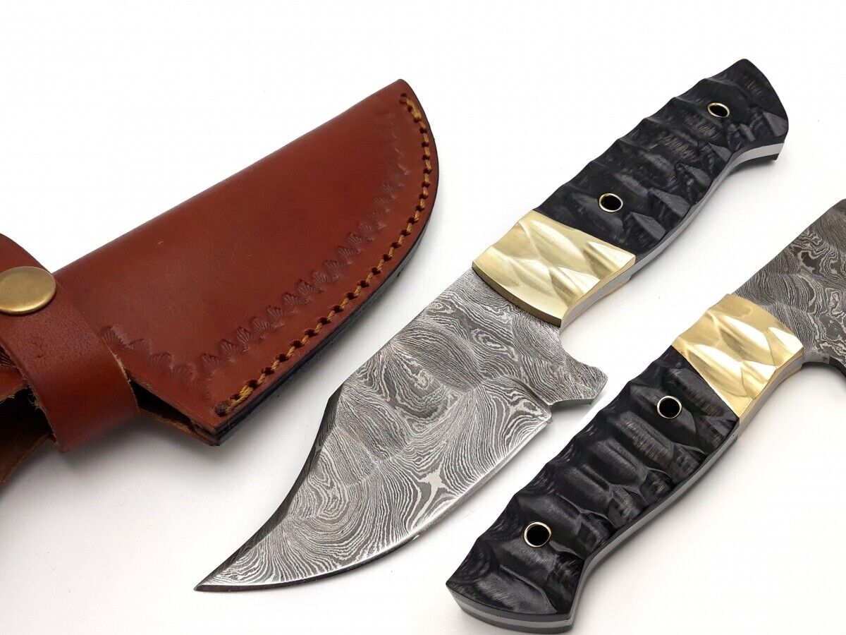 Custom Handmade Skinning Knife with Resin & Brass Handle