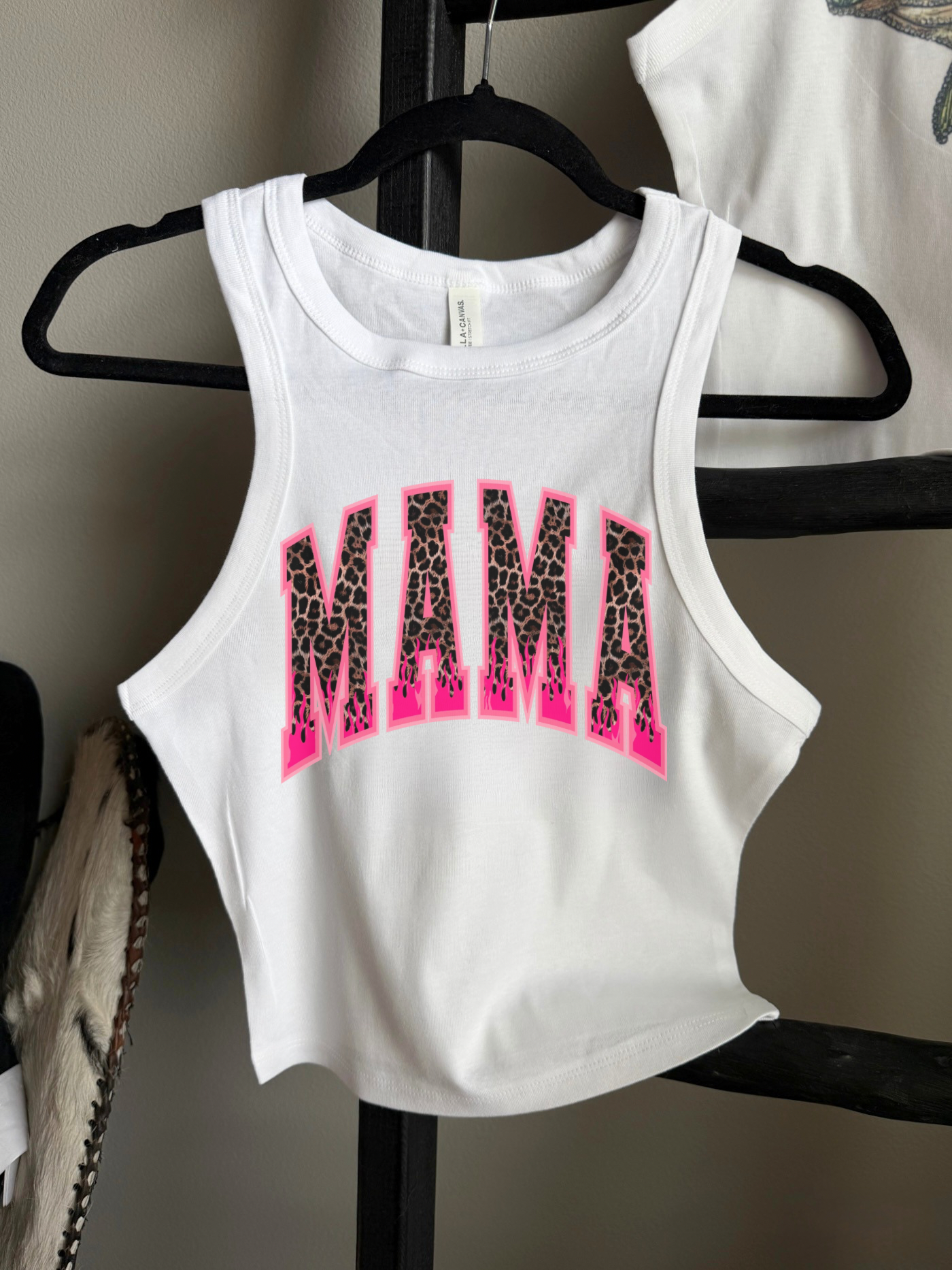 Leopard & Flames Mama Cropped Tank