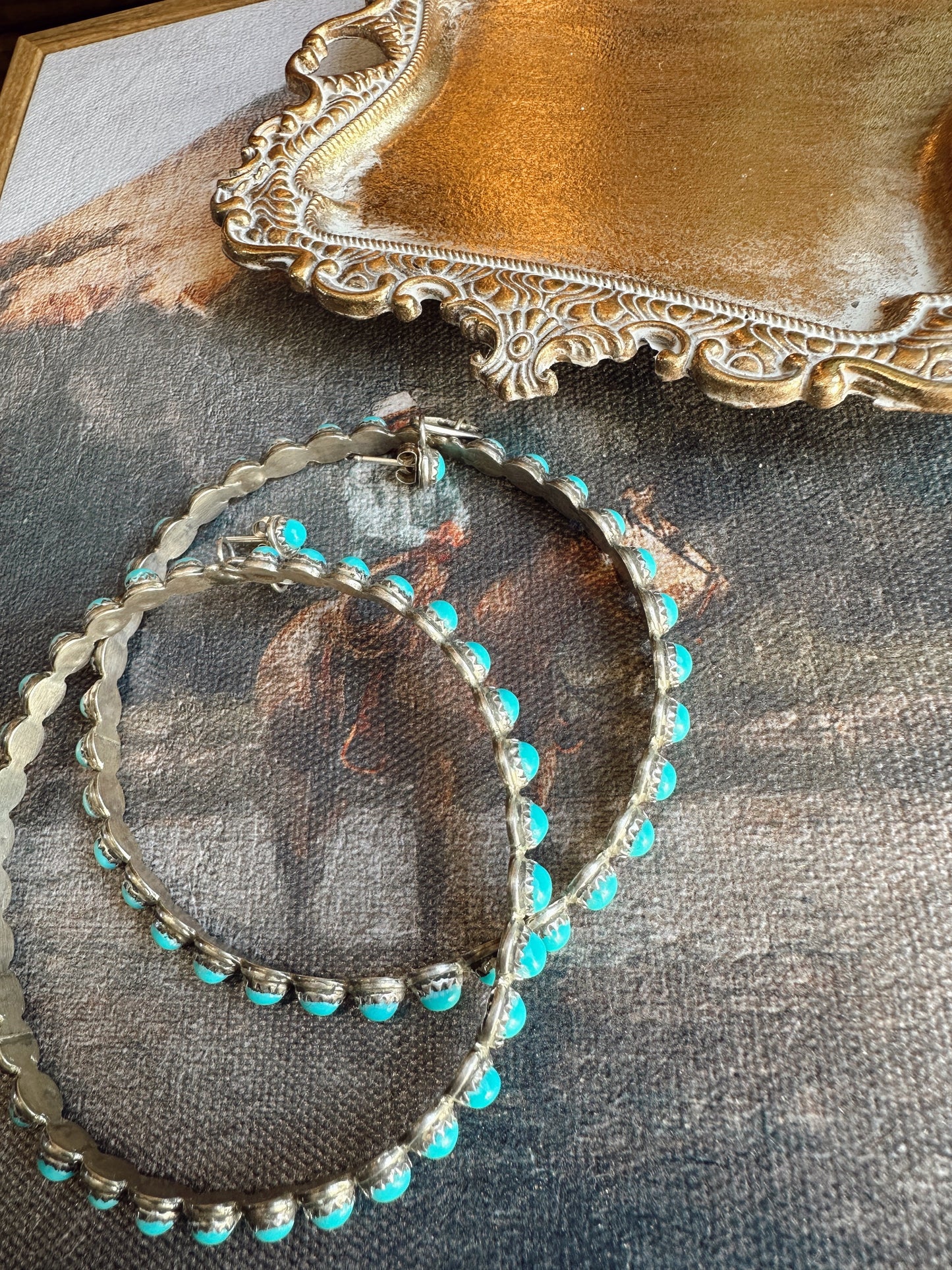 The Turquoise Stone Hoops