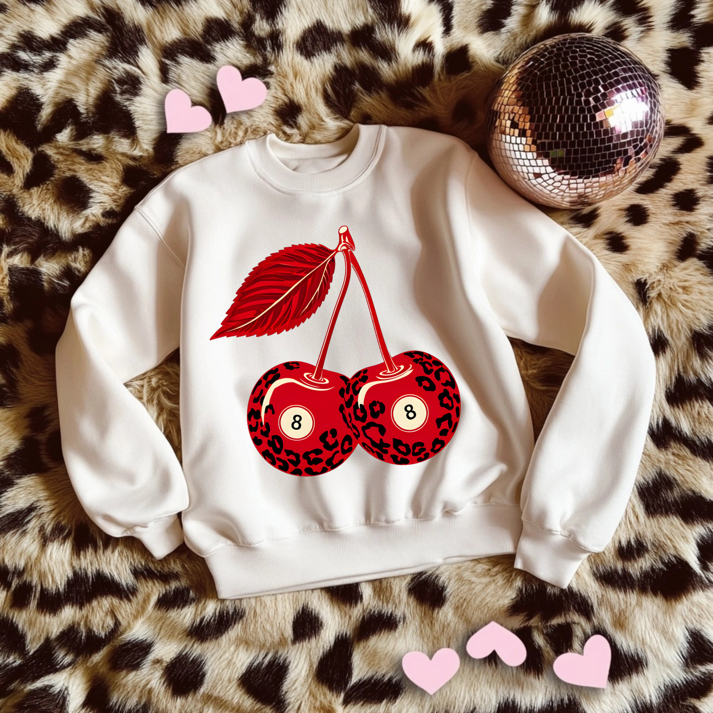 Leopard Cherries TEE or CREWNECK
