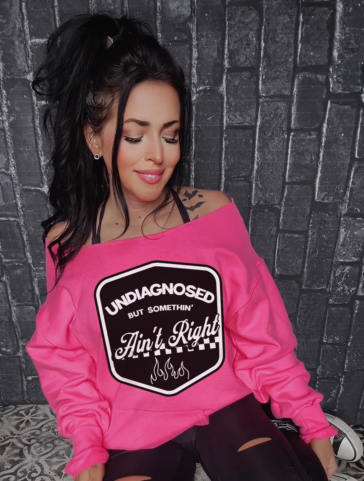 Undiagnosed off shoulder Hoodie