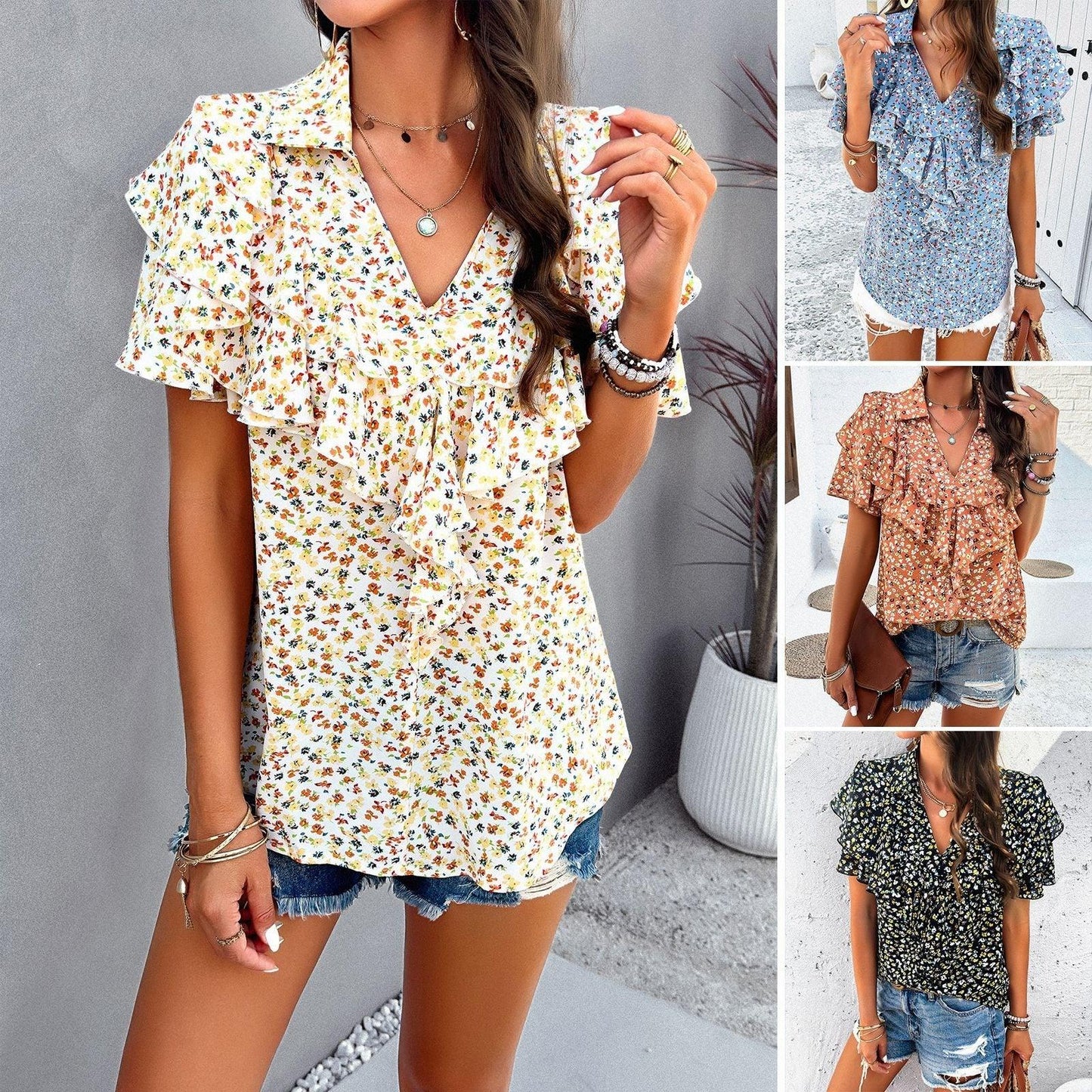 Elegant Ruffled Puffy Shoulder Top | Stylish Cowgirl Fashion for Every Occasion