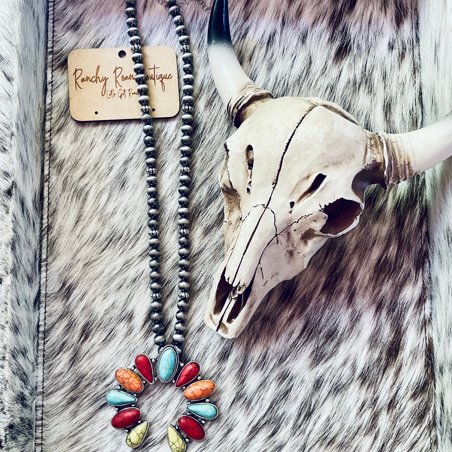 Squash Blossom with Navajo Style Beads Necklace