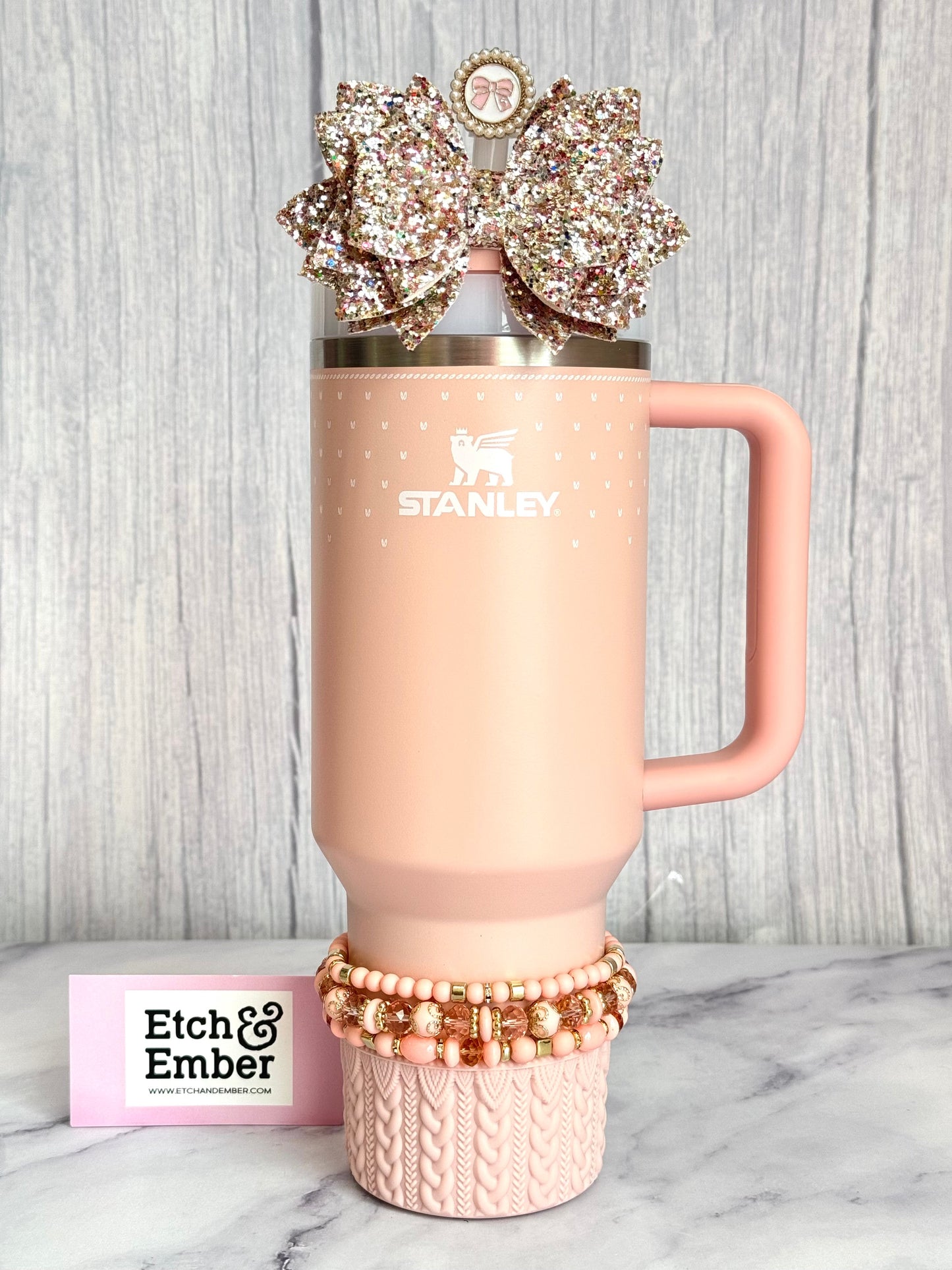 Peachy Pink Tumbler Bracelet Stack -fits 30-40oz