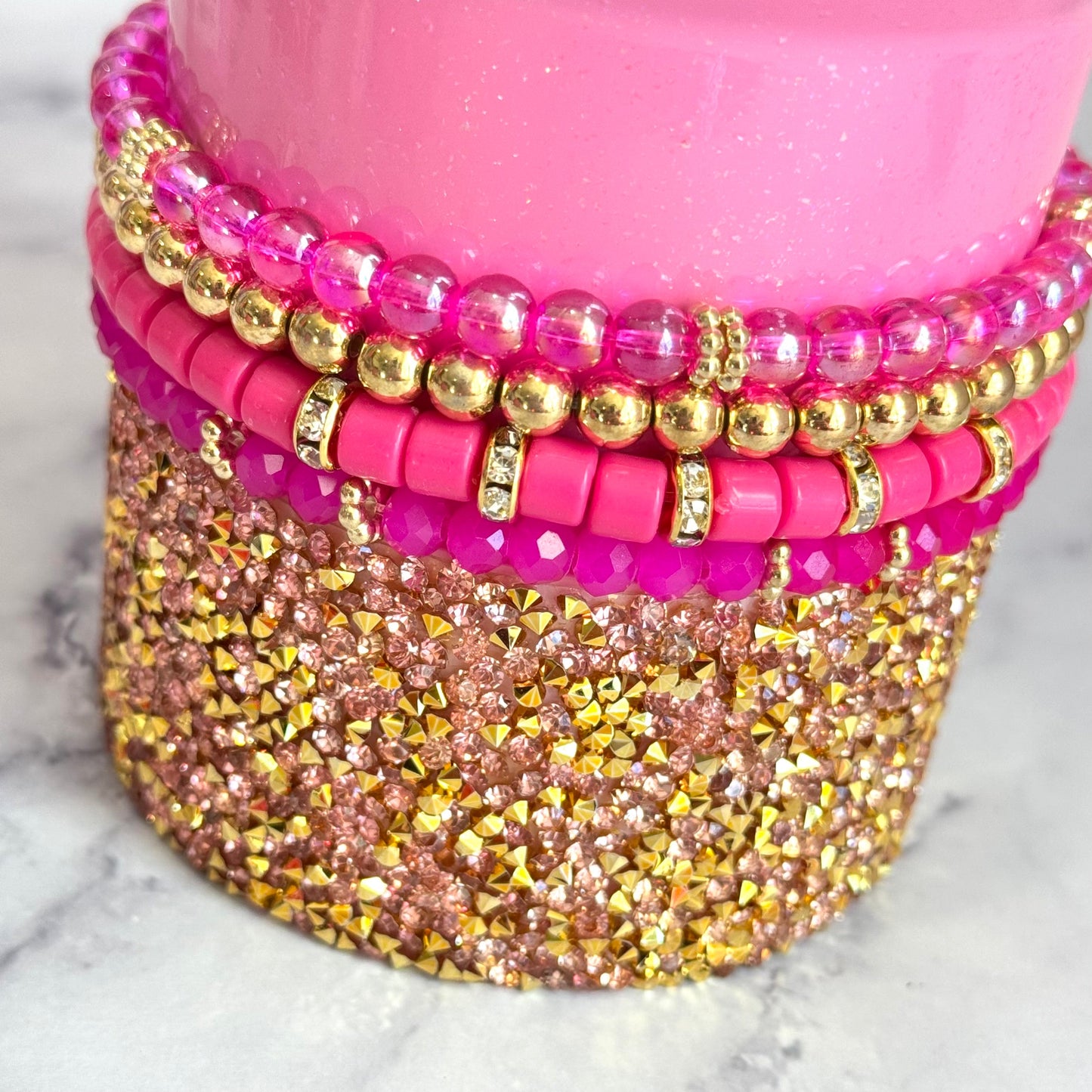 Glinda Pink Tumbler Bracelet Stack -fits 30-40oz