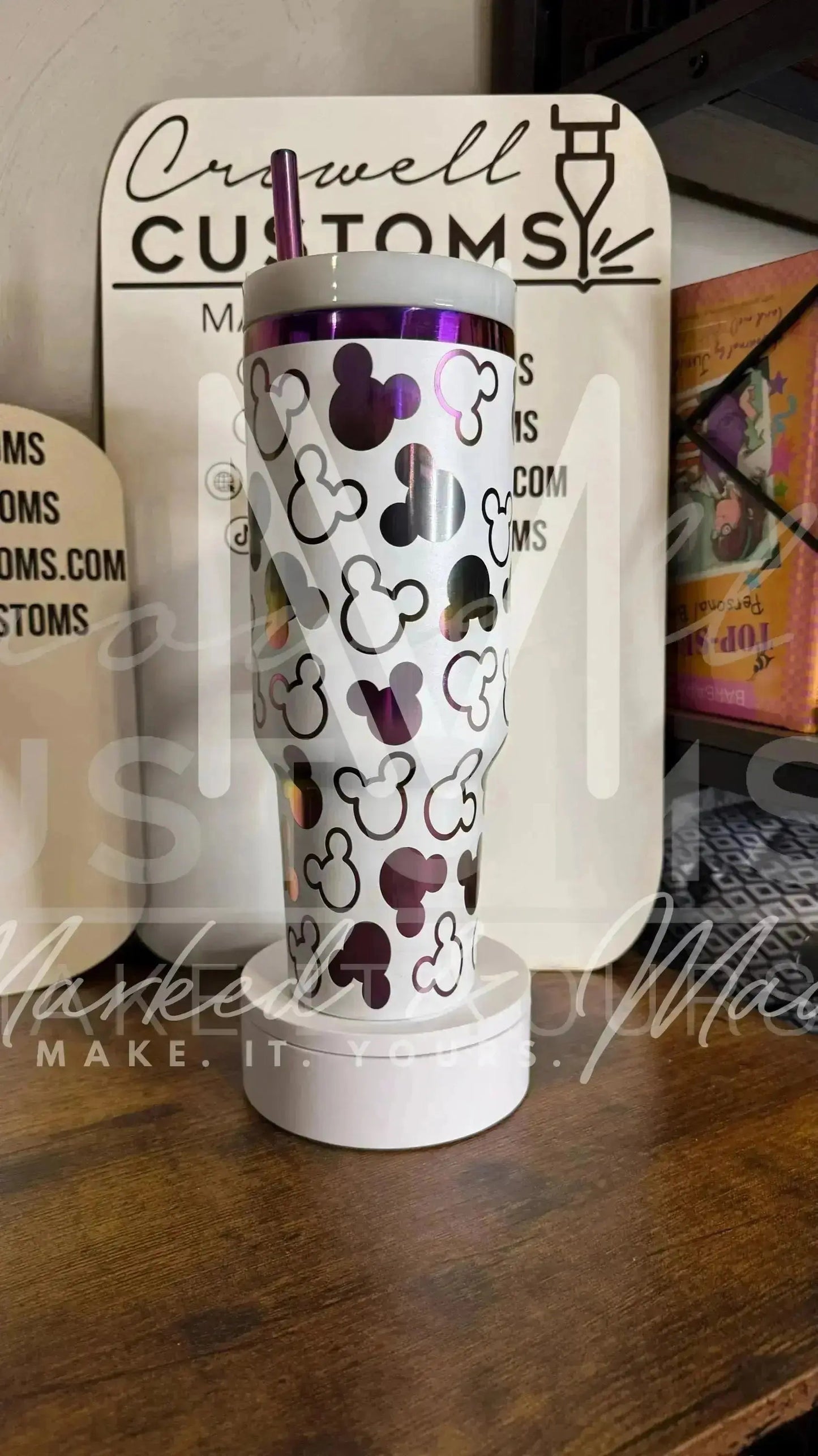 Disney Mickey Mouse Ear Pattern Engraved Tumbler | 30oz