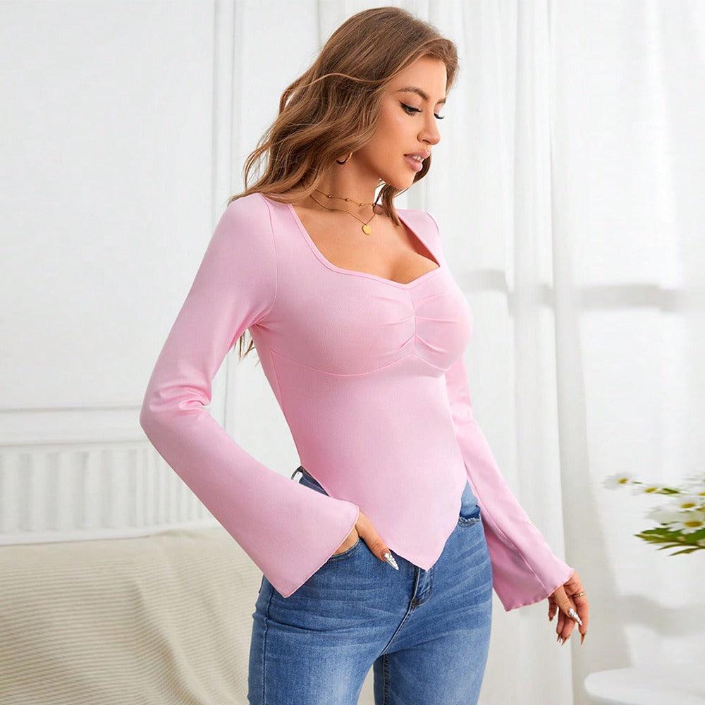 Slim Fit Knitted Long-Sleeved T-Shirt Top | Casual Country Girl Style for Spring & Summer