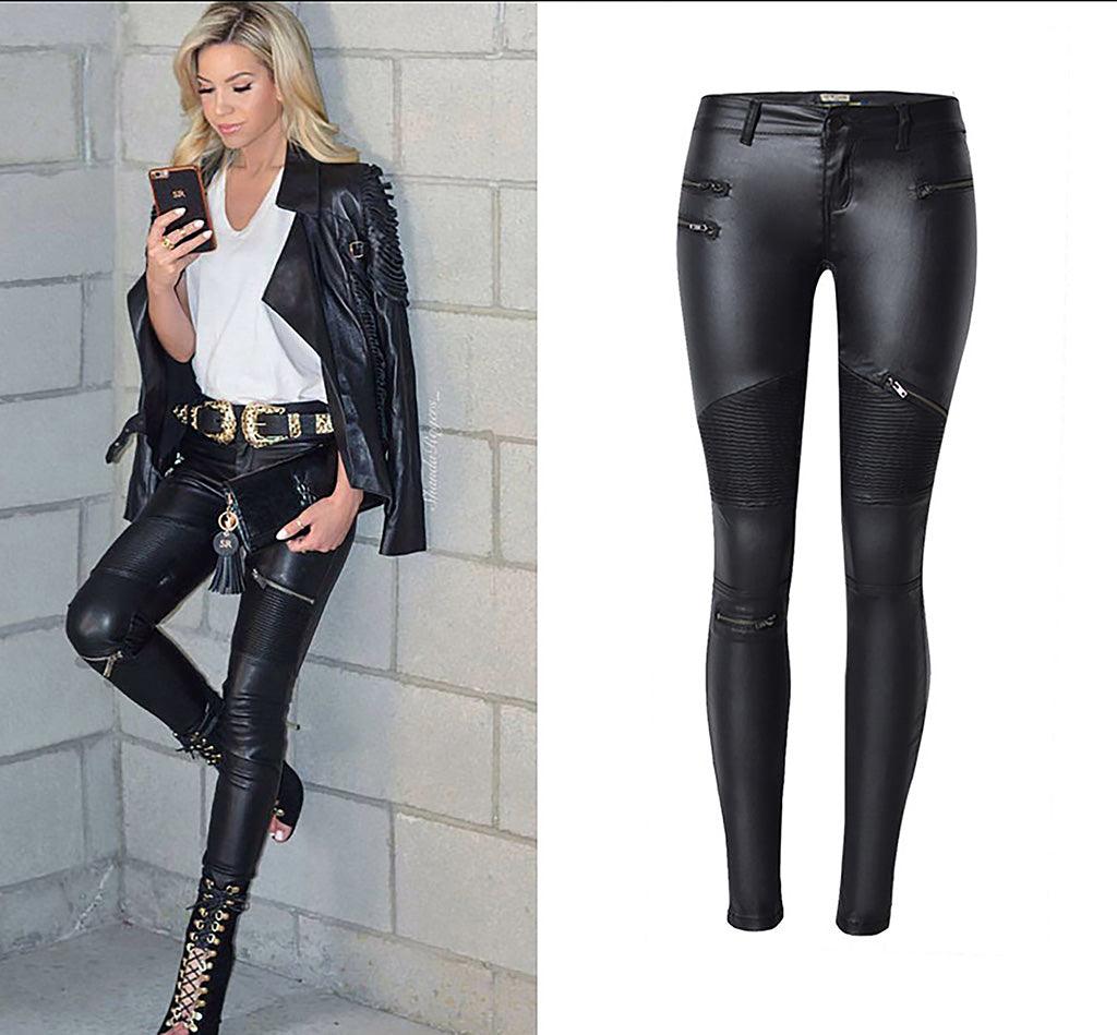 Rebel Rider Multi-Zip Skinny Motorcycle Pants - Edgy Street Style & Bold Fit