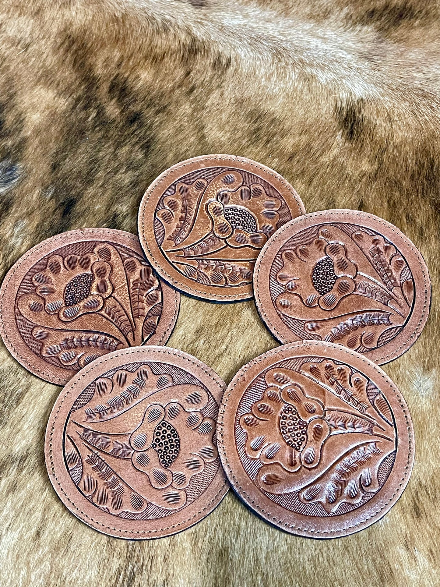 Tooled Leather Coasters