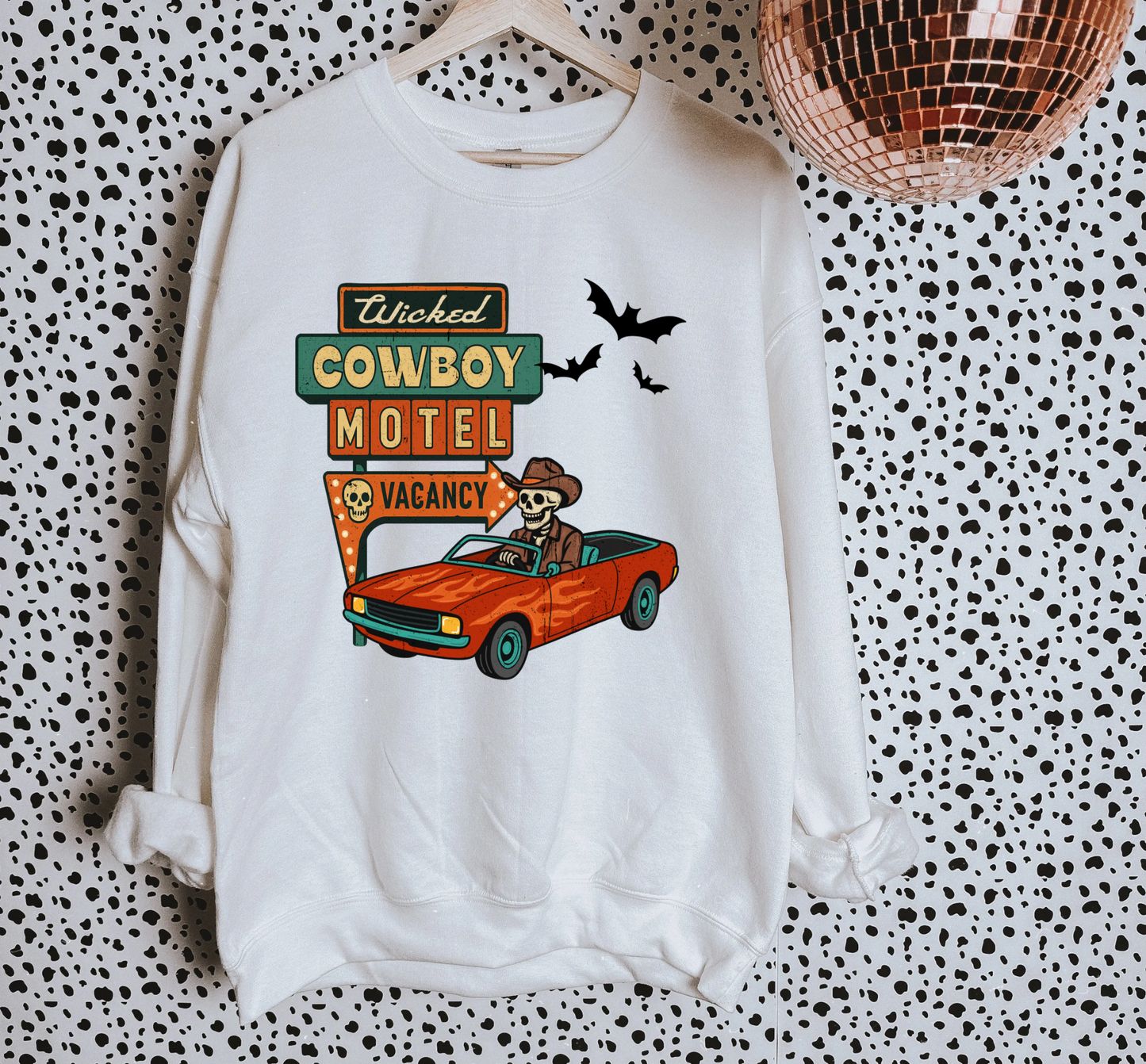 Wicked Cowboy Motel Tee or Crewneck
